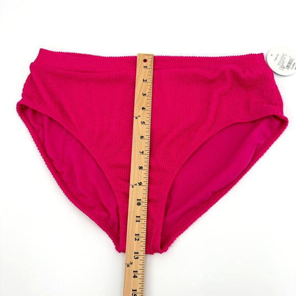 Decree Womens High Rise Textured Full Coverage Bikini Bottom Pink XL NWT - Picture 7 of 9